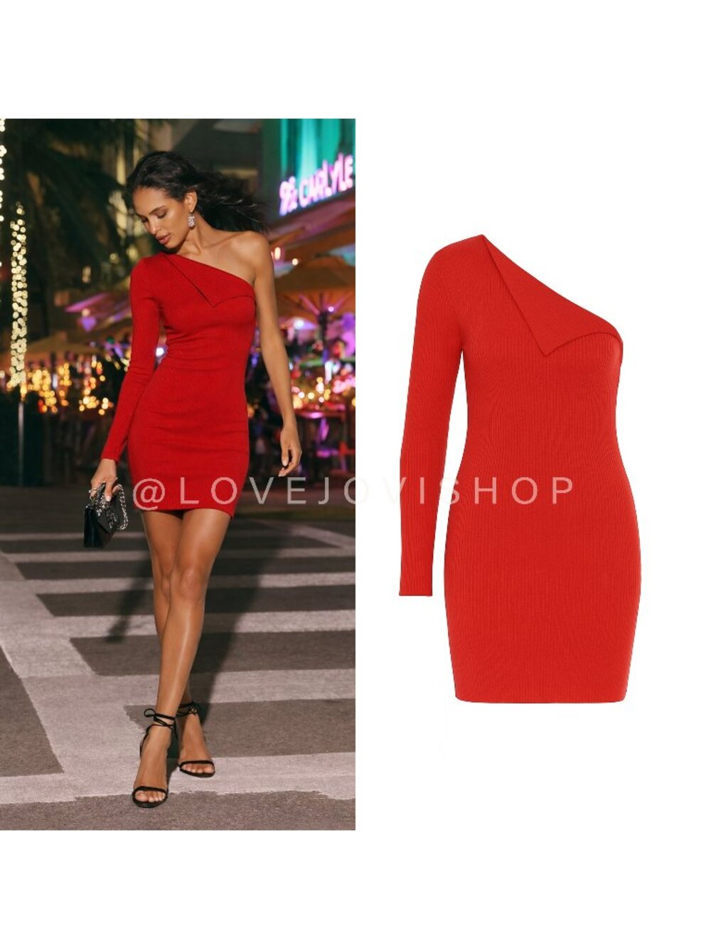 Dress | Walter Baker Red One Shoulder Fitted Mini | Party Cocktail | Statement L